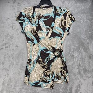 Cache Paisley Geometric Print Sleeveless Top Ornament Accent Size Large Vintage